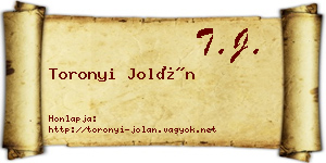 Toronyi Jolán névjegykártya