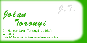 jolan toronyi business card